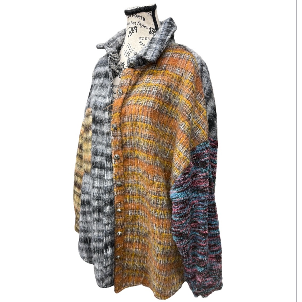 POL Plaid Patchwork Baggy Oversized Shacket NWOT - Picture 4 of 8